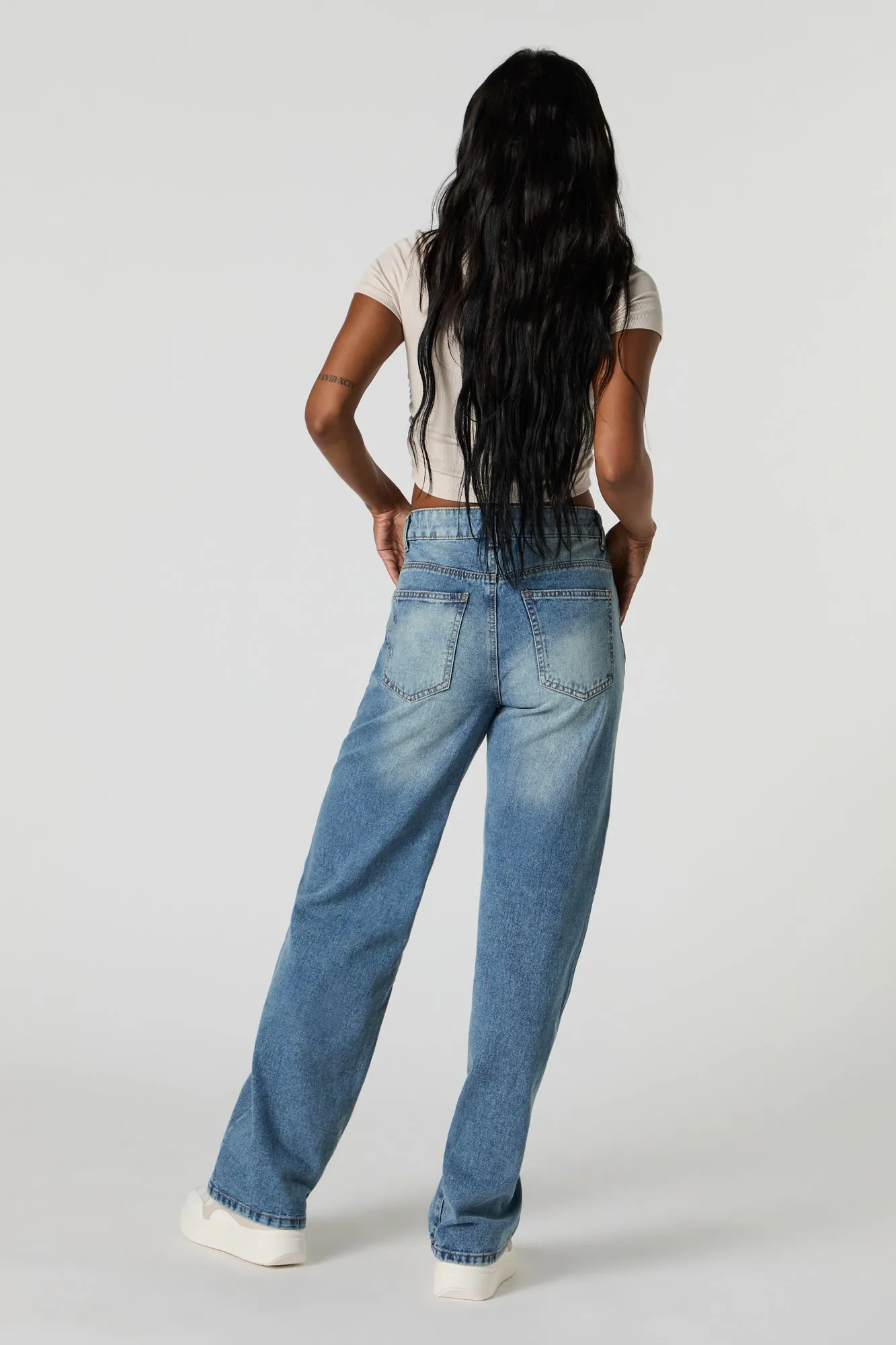 90's High Rise Wide Leg Vintage Wash Jean