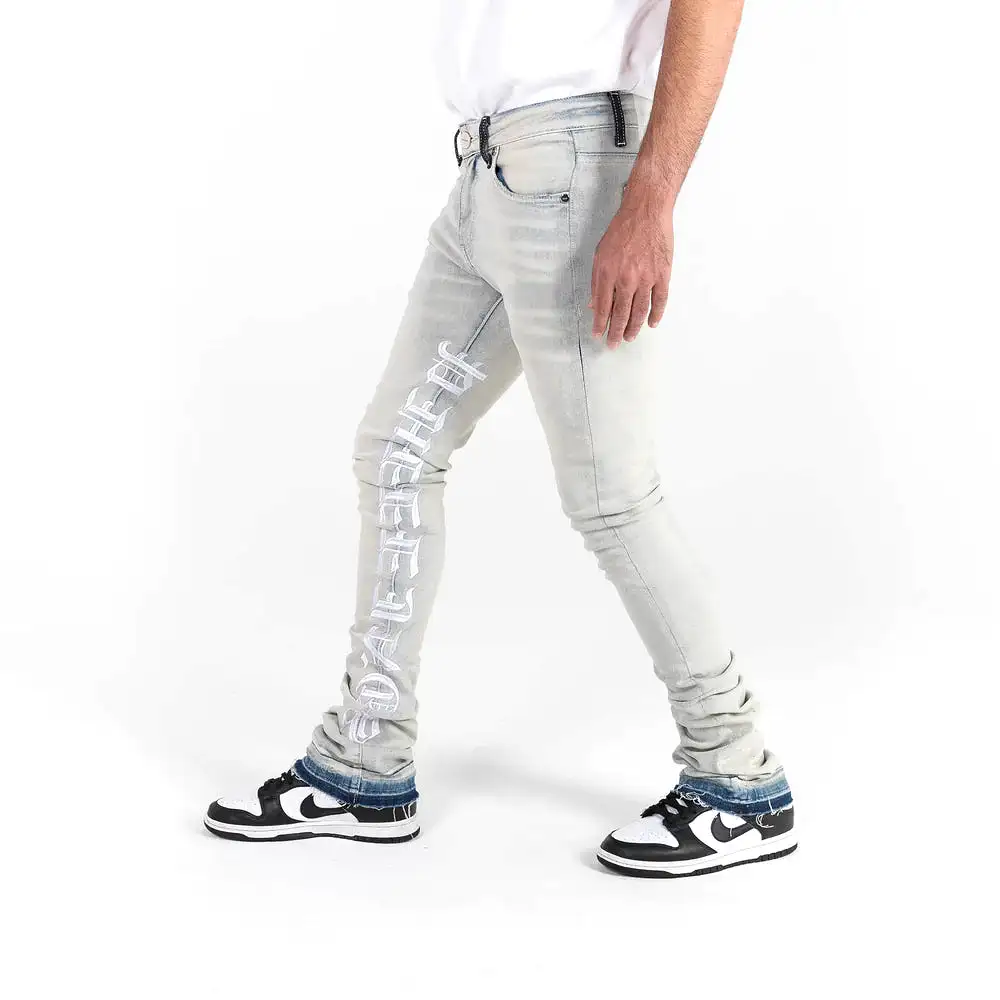 AGAINST ALL ODDS STACKED JEANS LT.WASH