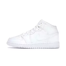 AIR JORDAN 1 MID TRIPLE WHITE GS (YOUTH) 2020