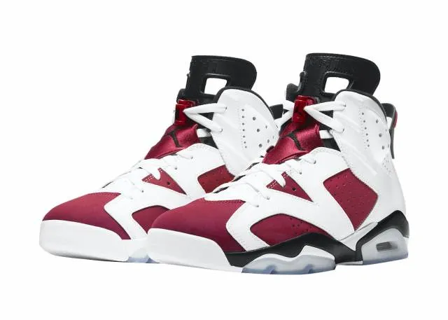 Air jordan 6 retro carmine big kids white red black