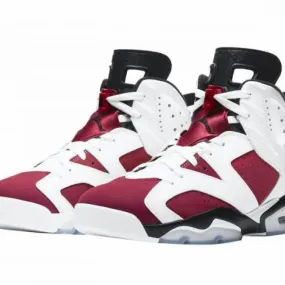 Air jordan 6 retro carmine big kids white red black