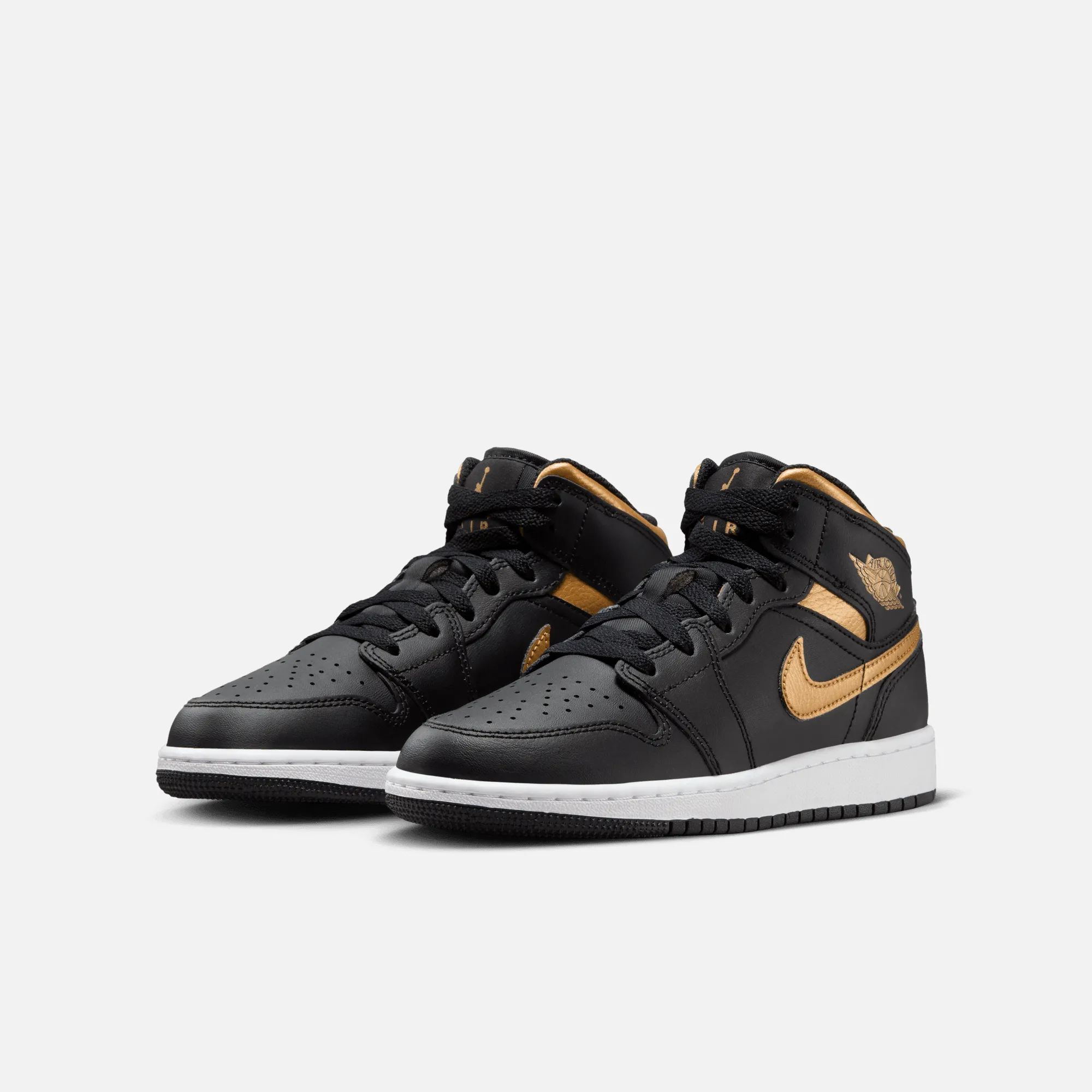 Air Jordan Big Kids' 1 Mid Black Metallic Gold (GS)