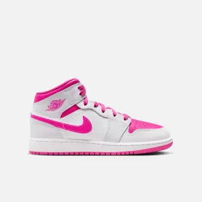 Air Jordan Big Kids' 1 Mid Iris Whisper Fire Pink (GS)