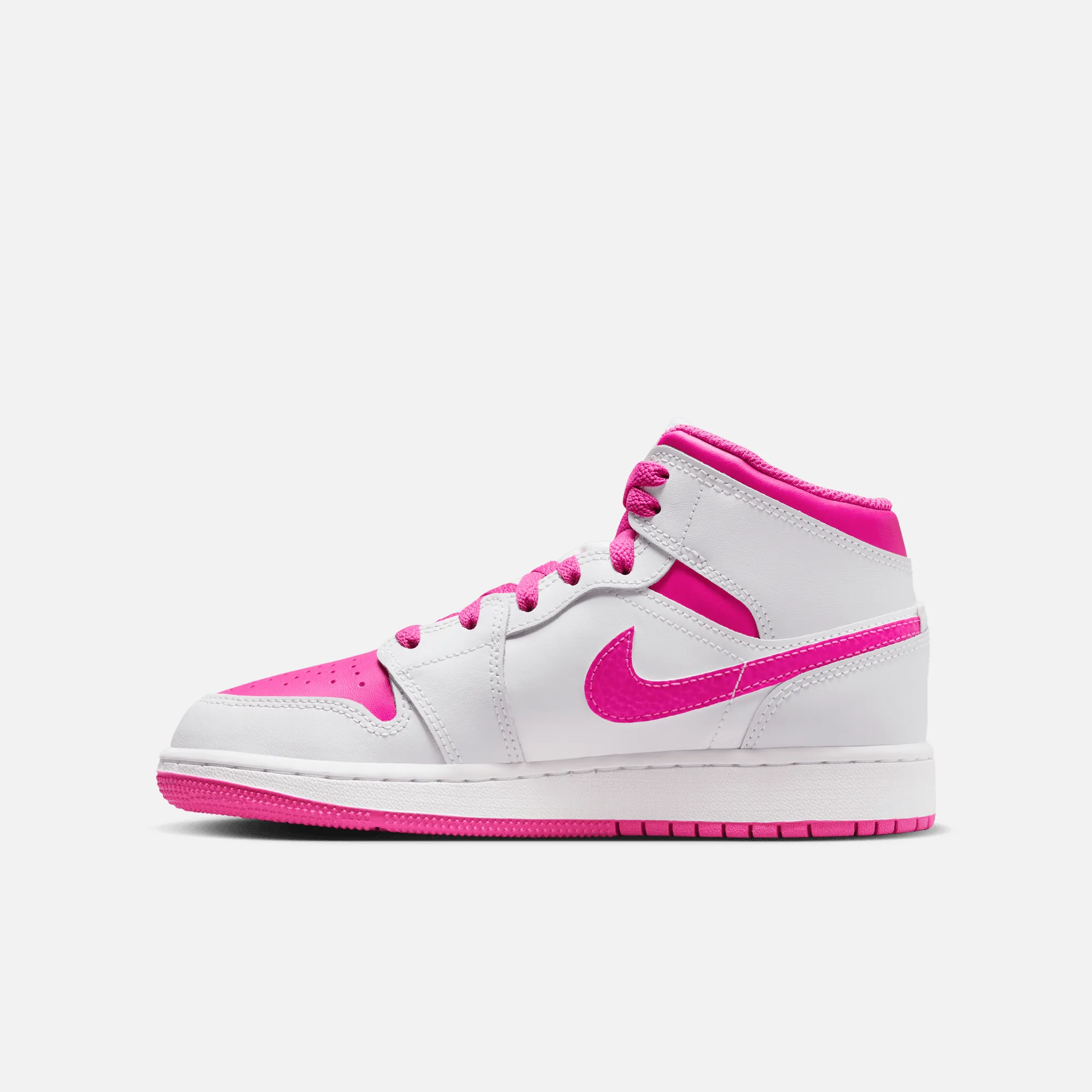 Air Jordan Big Kids' 1 Mid Iris Whisper Fire Pink (GS)