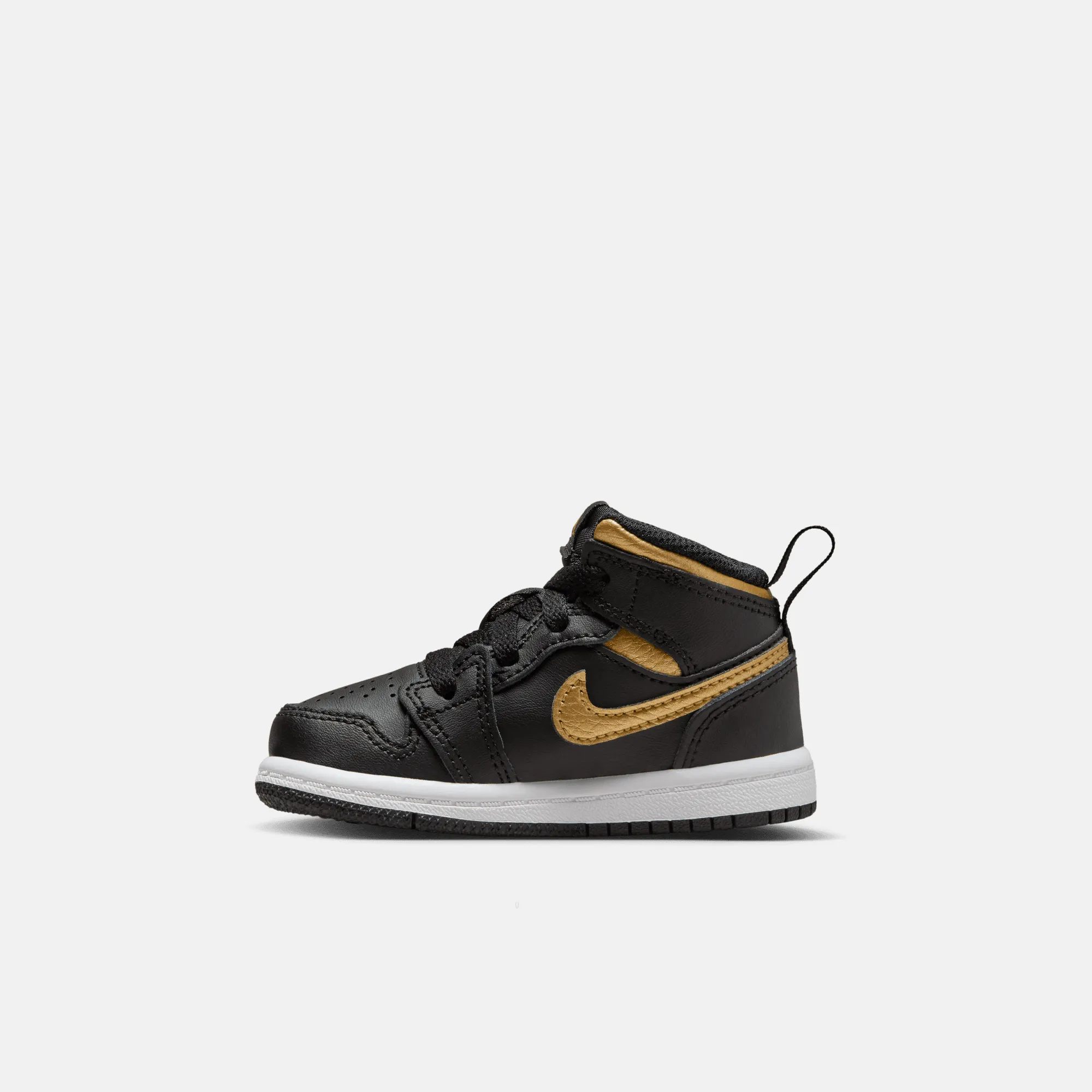 Air Jordan Kids' 1 Mid Black Metallic Gold (TD)