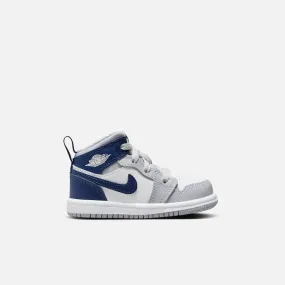 Air Jordan Kids' 1 Mid Wolf Grey Midnight Navy (TD)