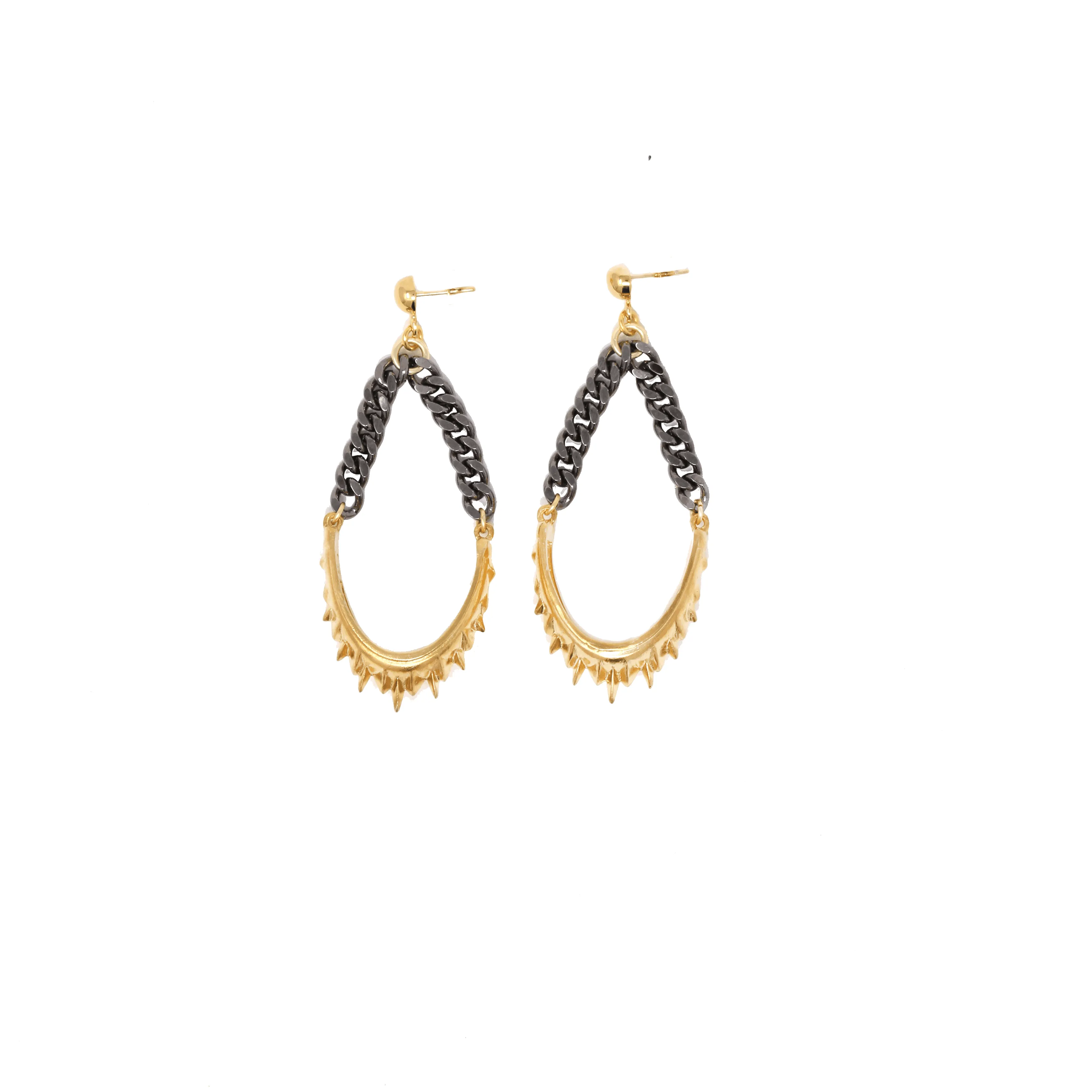 Antique Mix Metals Spike Hoops