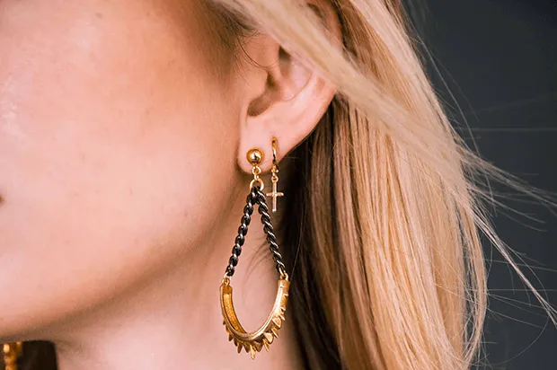 Antique Mix Metals Spike Hoops