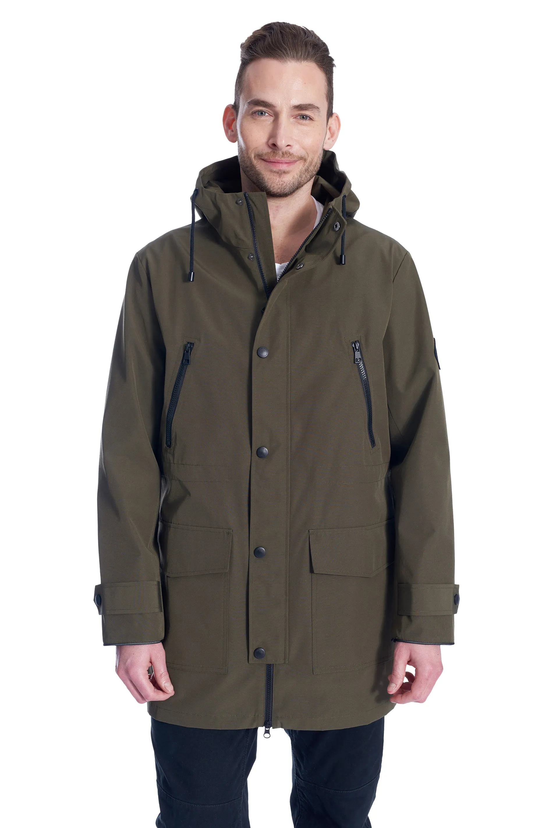 BANKS | MEN'S DRAWSTRING RAINCOAT, ARMY