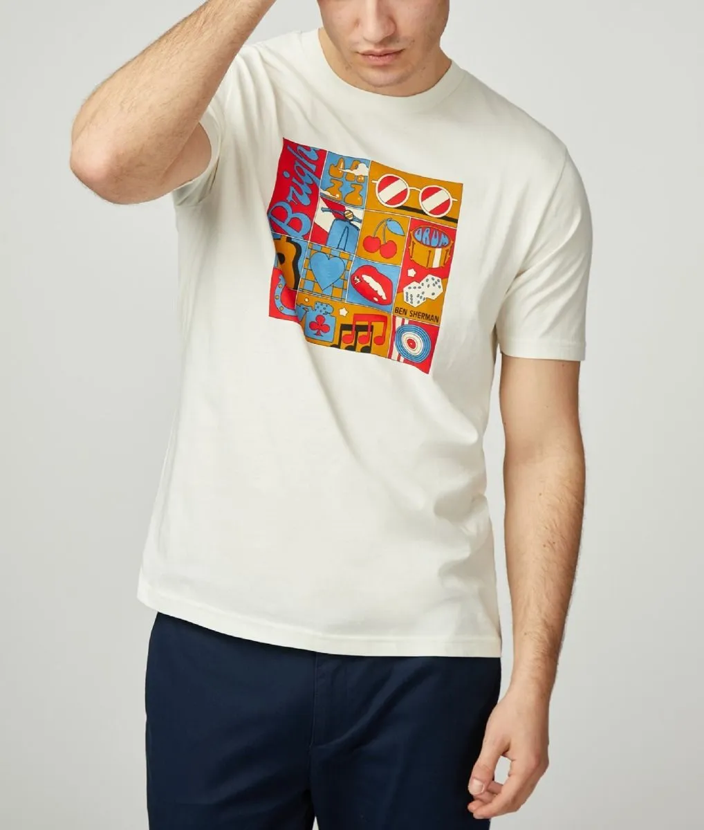 Ben Sherman Montage Trip Crew Neck T-Shirt Ivory