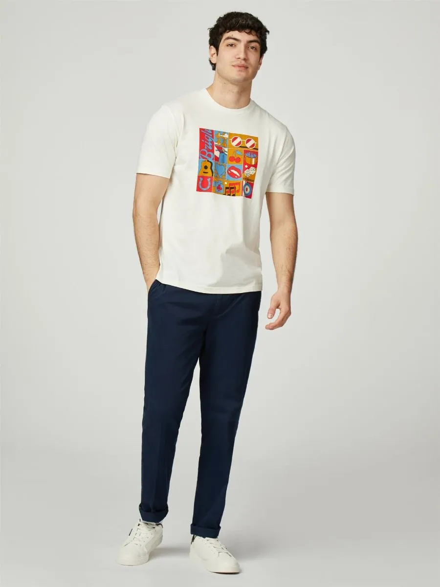 Ben Sherman Montage Trip Crew Neck T-Shirt Ivory