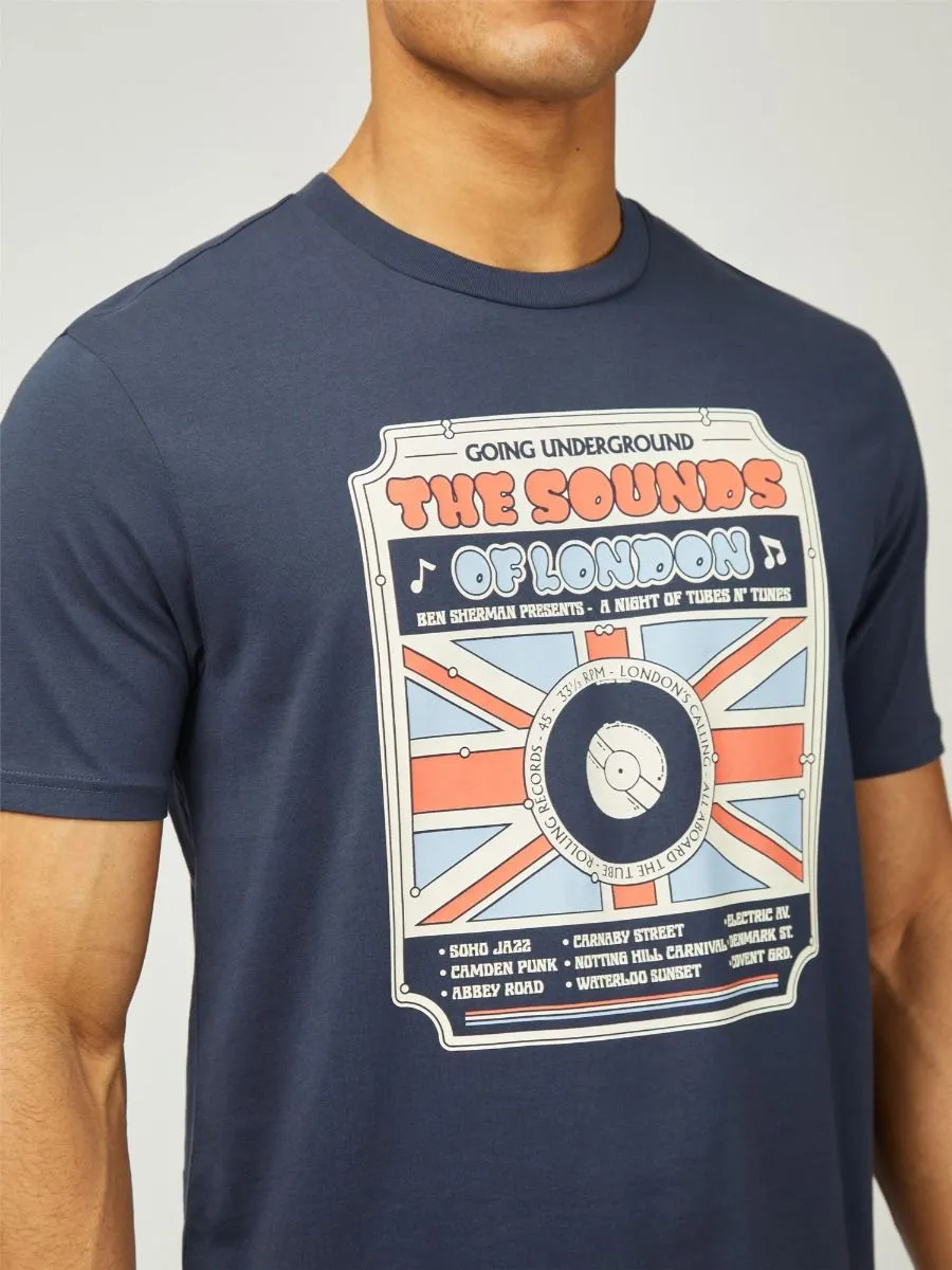 Ben Sherman Sounds of London Crew Neck T-Shirt Mood Indigo