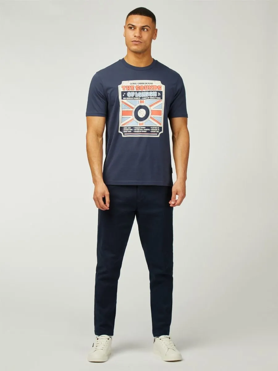 Ben Sherman Sounds of London Crew Neck T-Shirt Mood Indigo