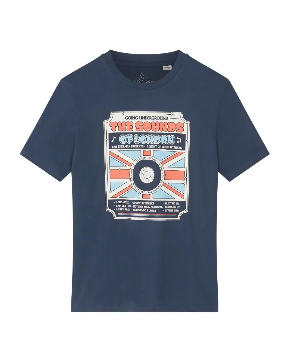 Ben Sherman Sounds of London Crew Neck T-Shirt Mood Indigo