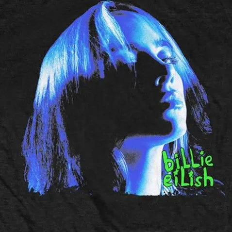 Billie Eilish Neon Blue Shadow Black T-Shirt