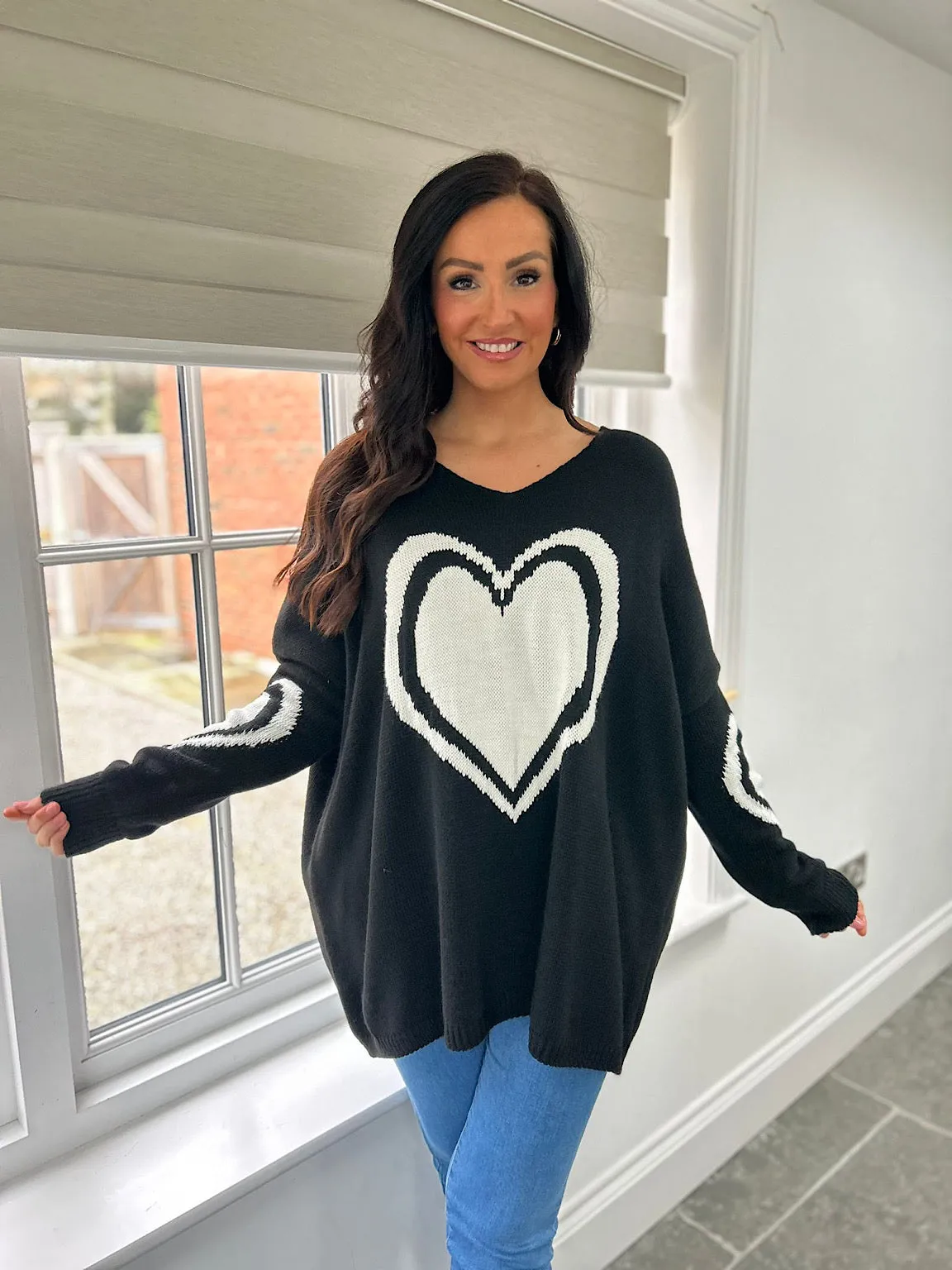 Black Multi Heart Detail Jumper Tina