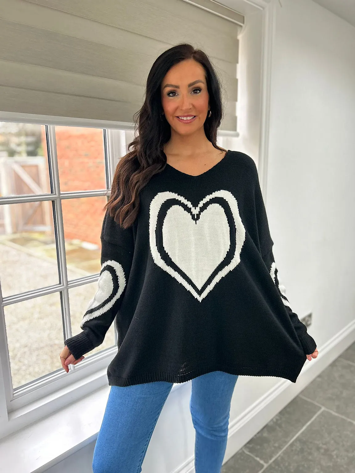 Black Multi Heart Detail Jumper Tina