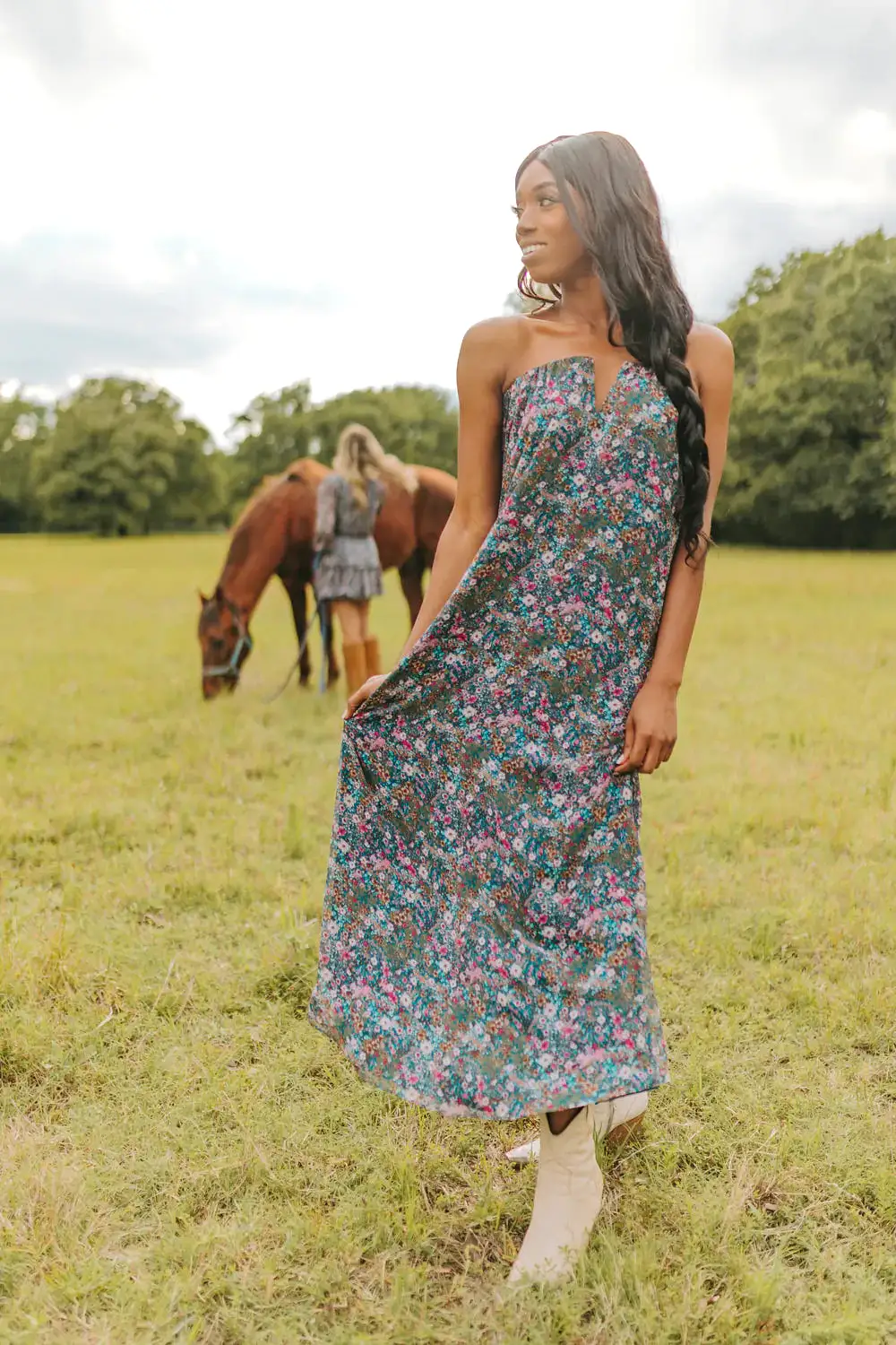 BuddyLove | LUCA STRAPLESS MAXI DRESS - HOLLYHOCK