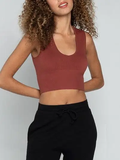 C'EST MOI Bamboo Deep V Rib Top