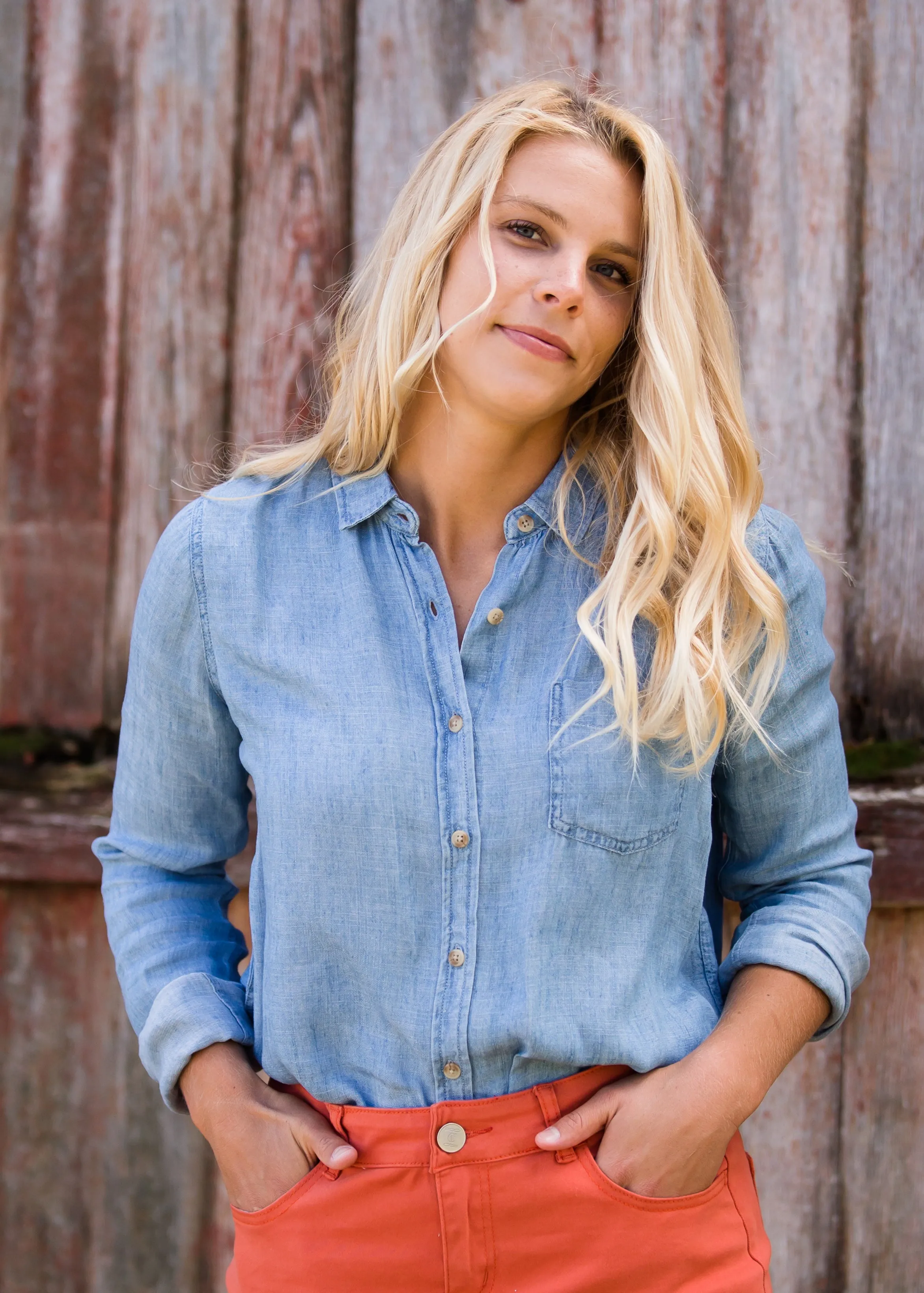 Chambray Button Up Pocket Top - FINAL SALE