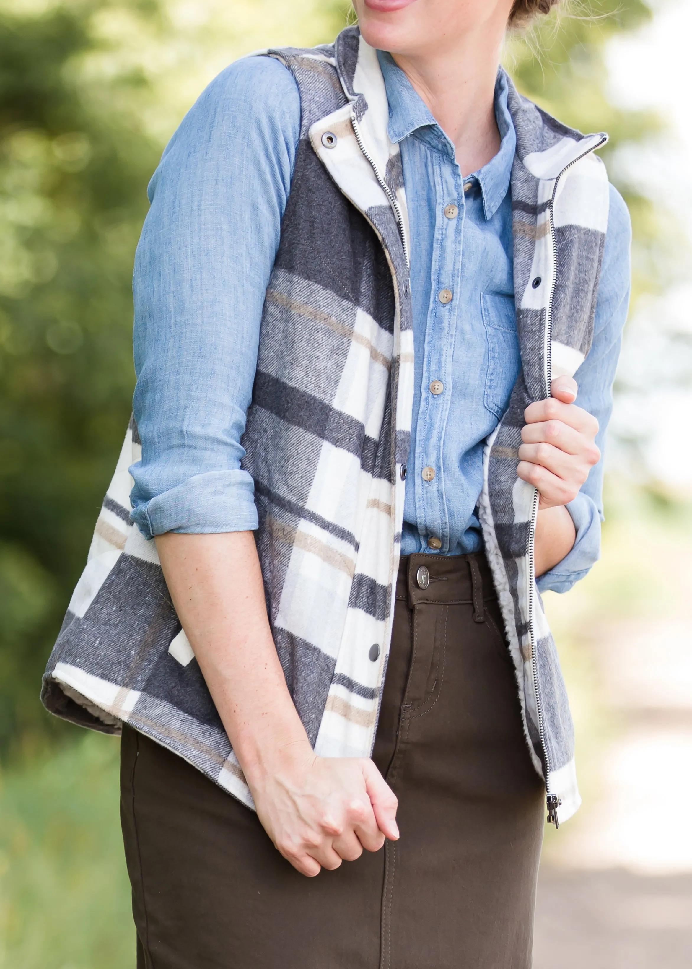 Chambray Button Up Pocket Top - FINAL SALE