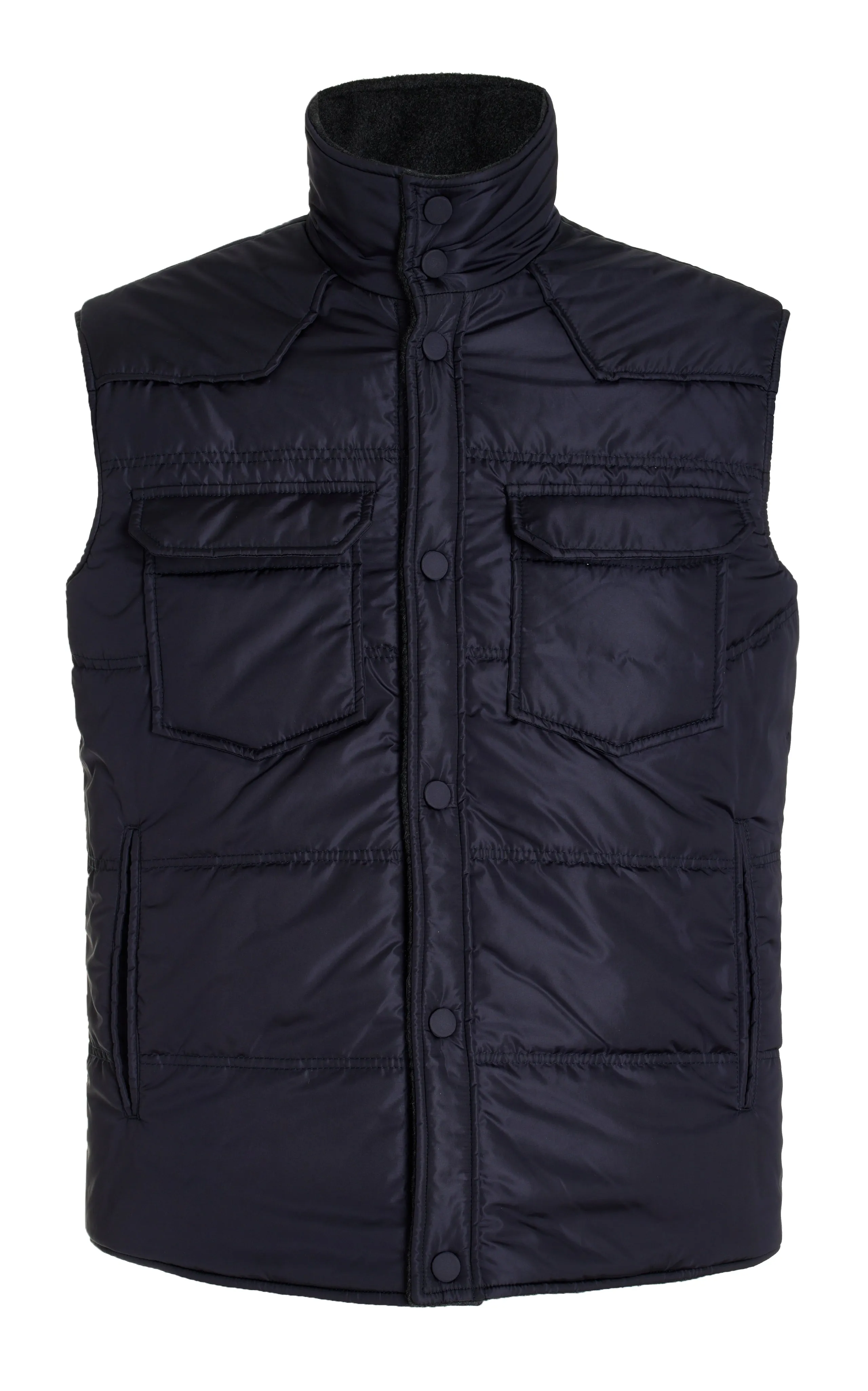 Clay Reversible Puffer Vest in Charcoal Cashmere and Nylon