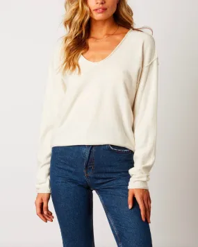 Cotton Candy LA - Lightweight Round Neckline Sweater in Ivory