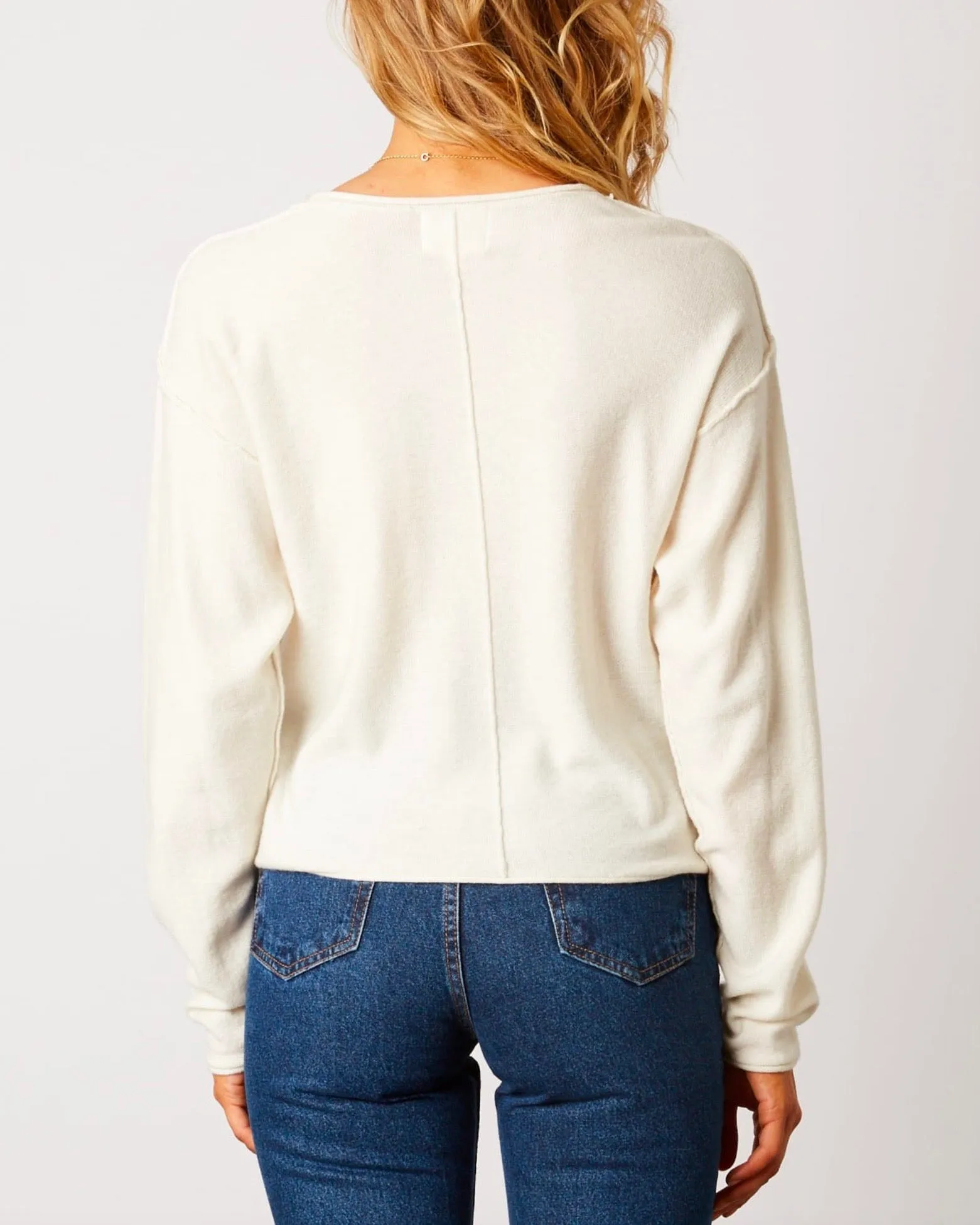 Cotton Candy LA - Lightweight Round Neckline Sweater in Ivory