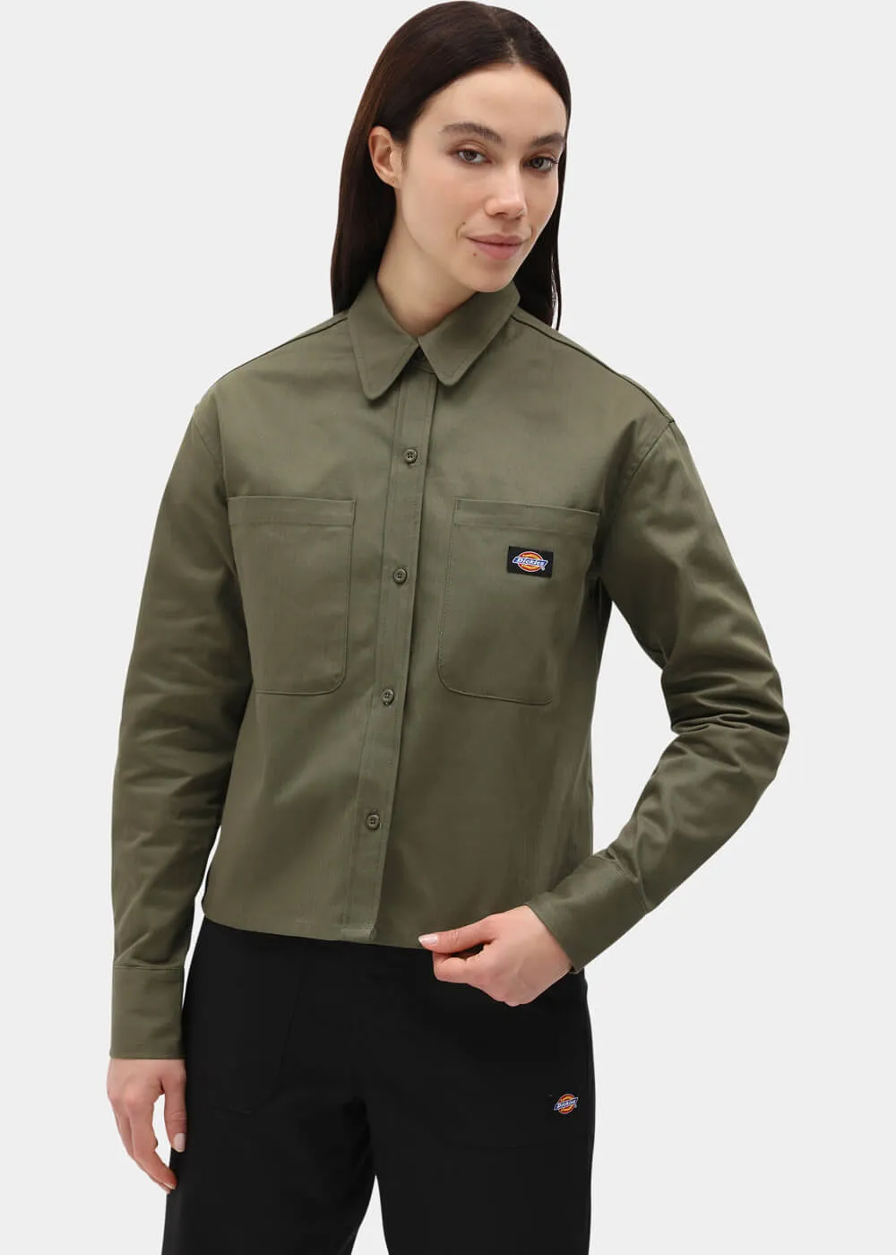 Dickies Women's Chokio Herringbone Shirt Military Green