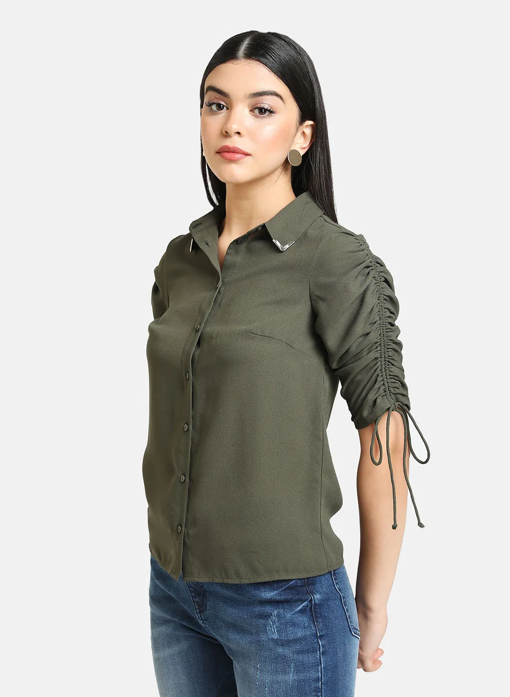 Drawstring Sleeve Detail Shirt