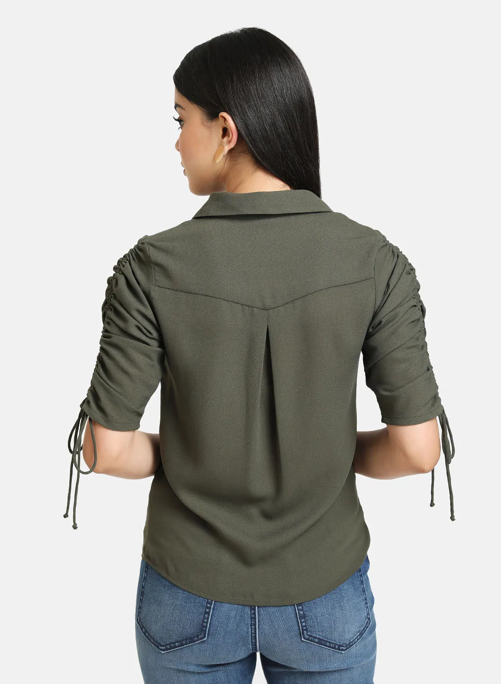 Drawstring Sleeve Detail Shirt