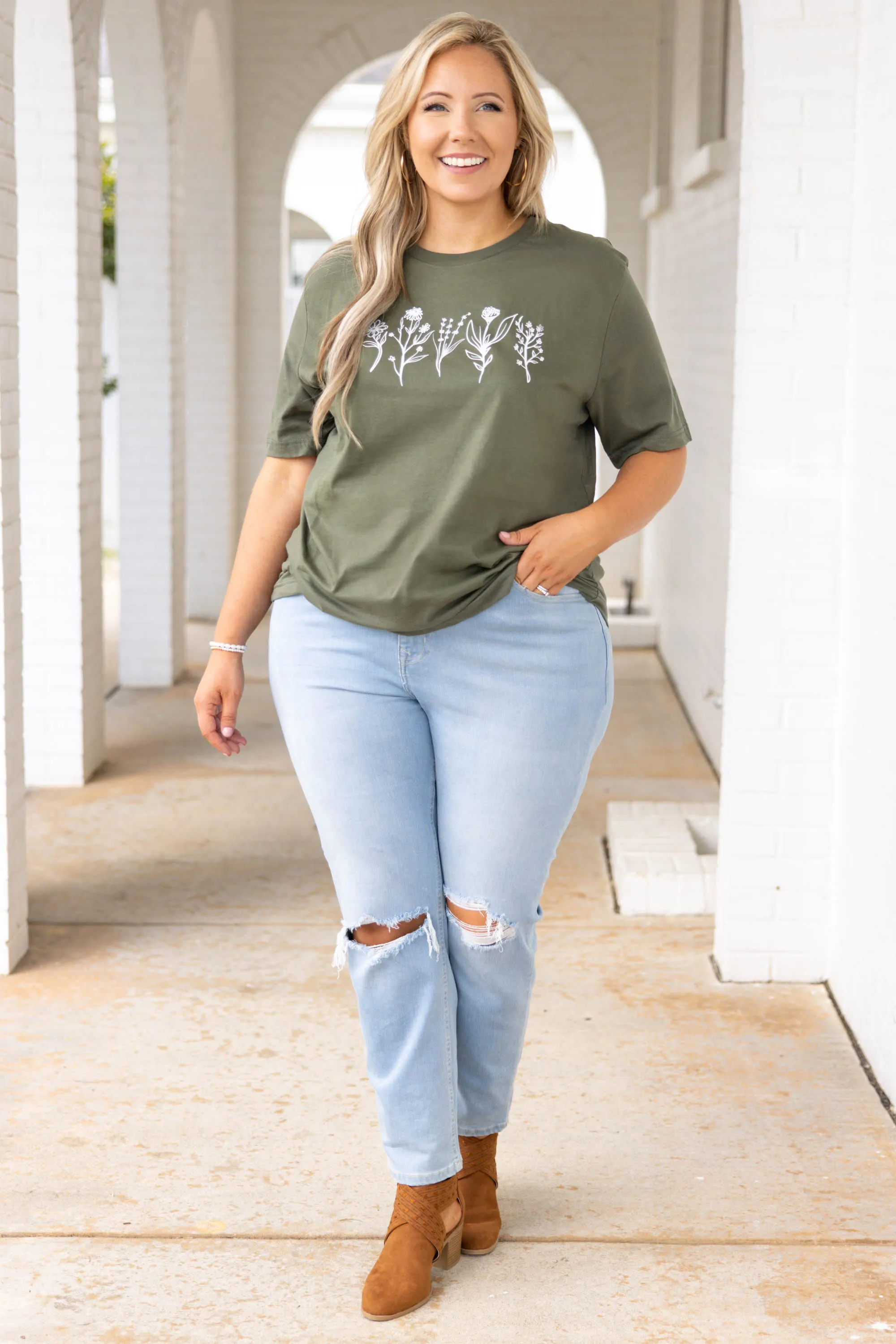 Ever Bloom Tee, Military Green