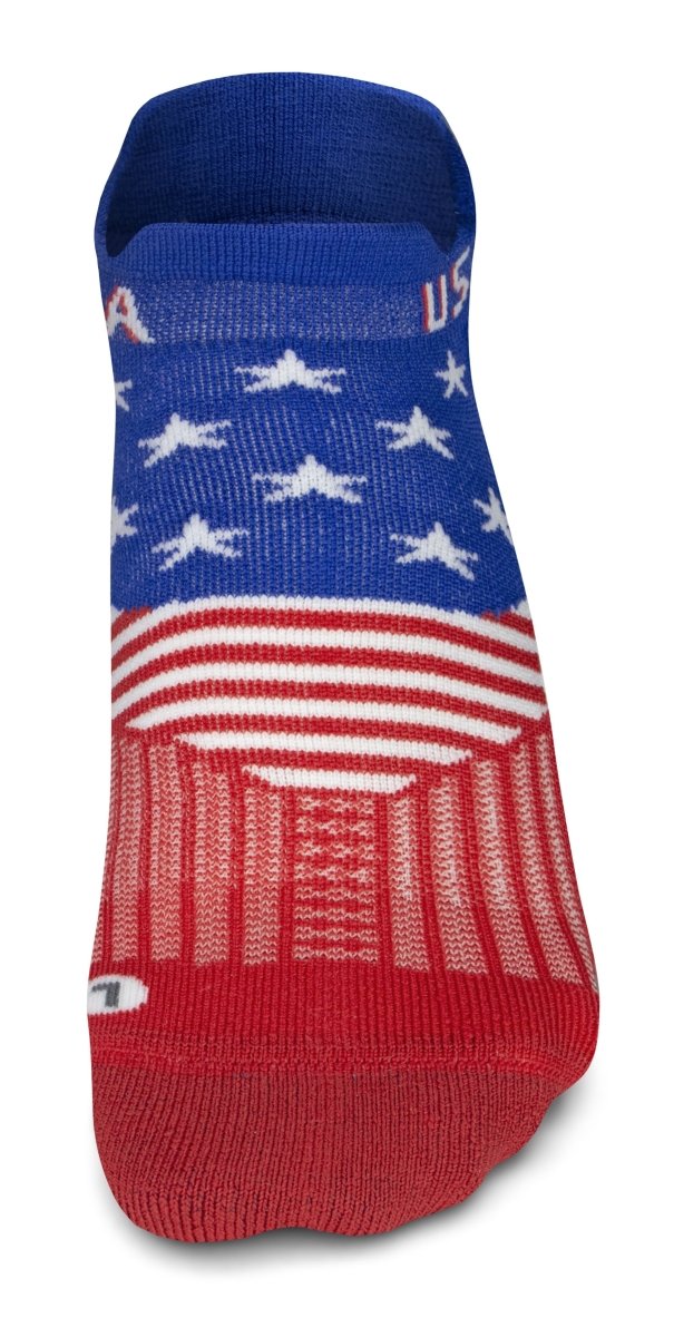 Feetures Elite Light Cushion No Show Tab Socks - USA Freedom Blue