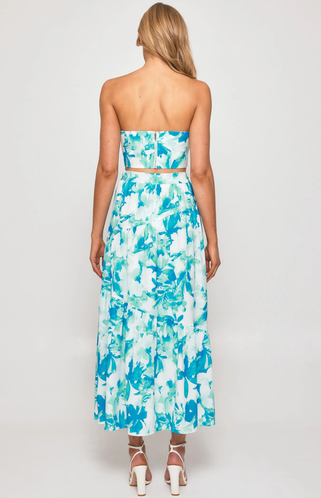 Floral Set with Strapless Bodice and Maxi Skirt (SSE425B)