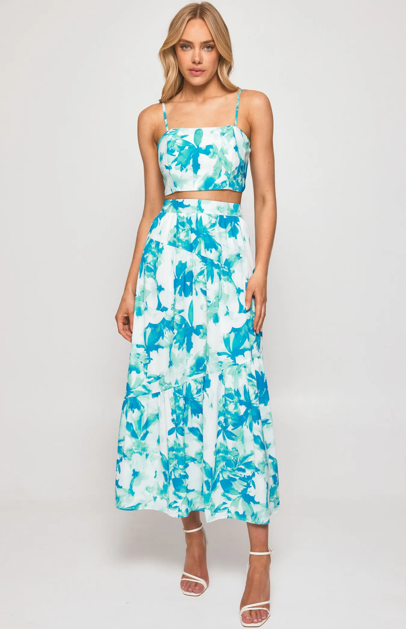 Floral Set with Strapless Bodice and Maxi Skirt (SSE425B)