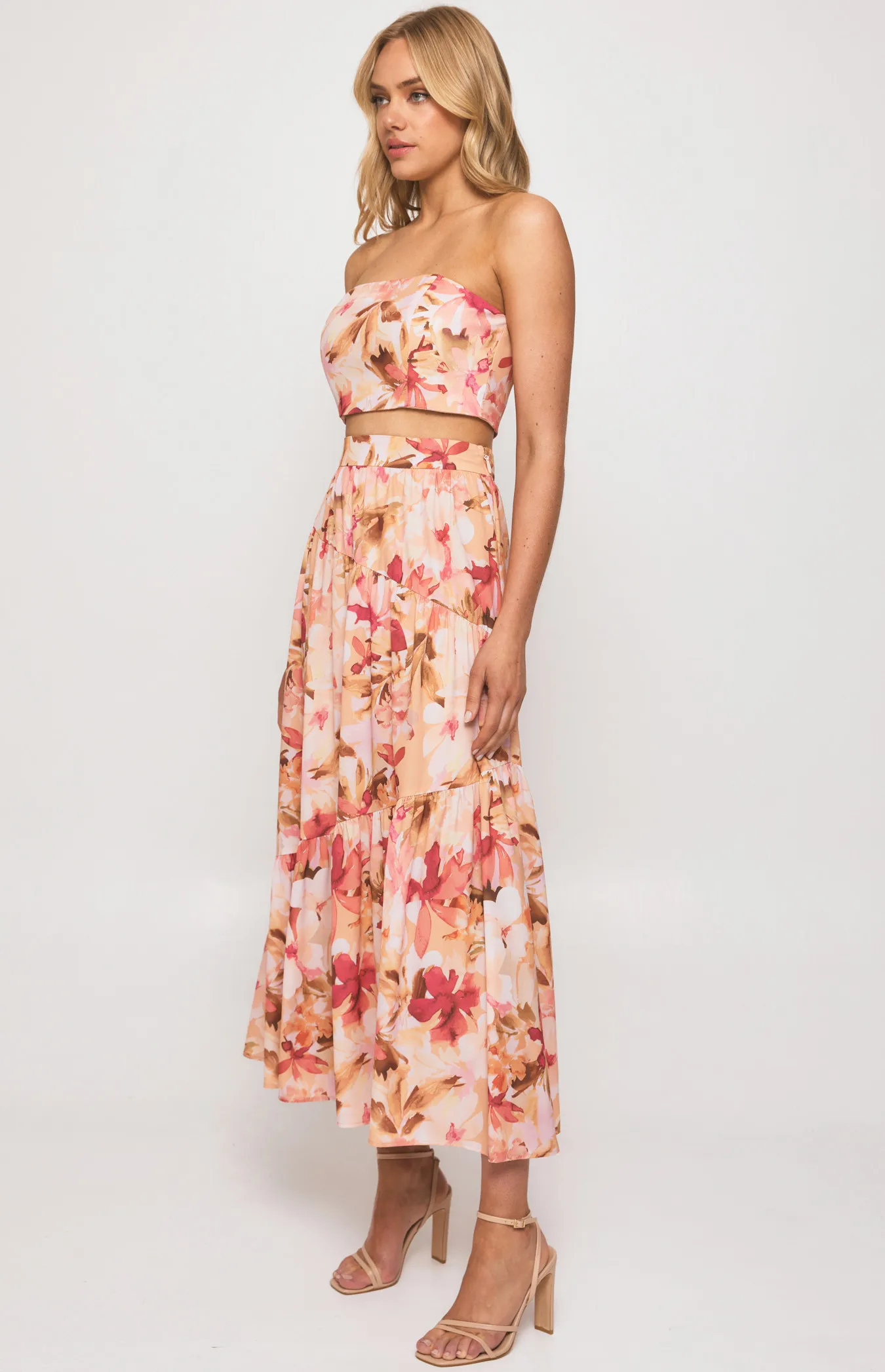 Floral Set with Strapless Bodice and Maxi Skirt (SSE425B)