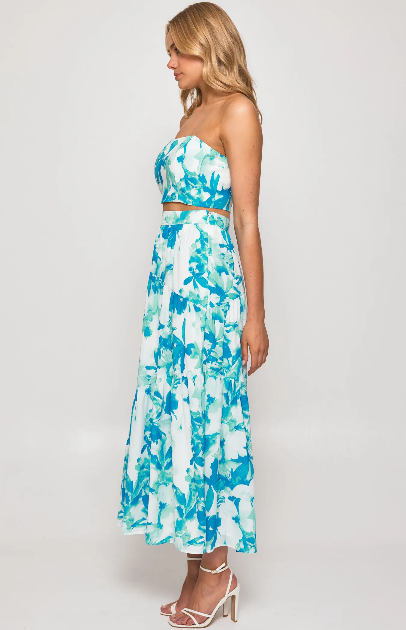 Floral Set with Strapless Bodice and Maxi Skirt (SSE425B)