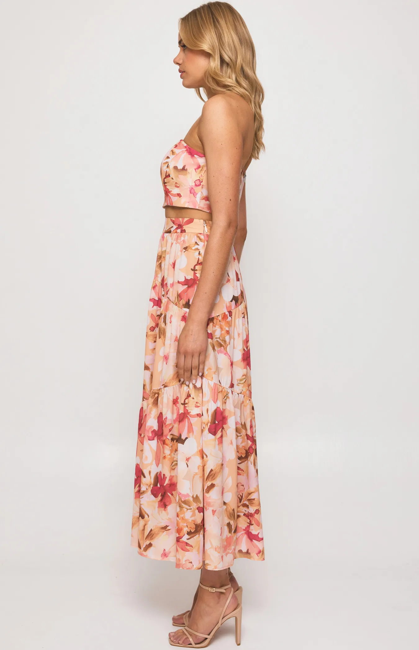 Floral Set with Strapless Bodice and Maxi Skirt (SSE425B)