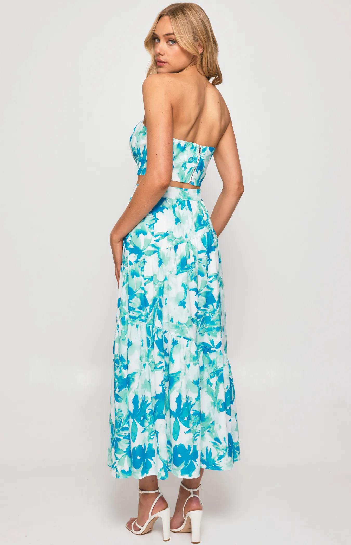 Floral Set with Strapless Bodice and Maxi Skirt (SSE425B)