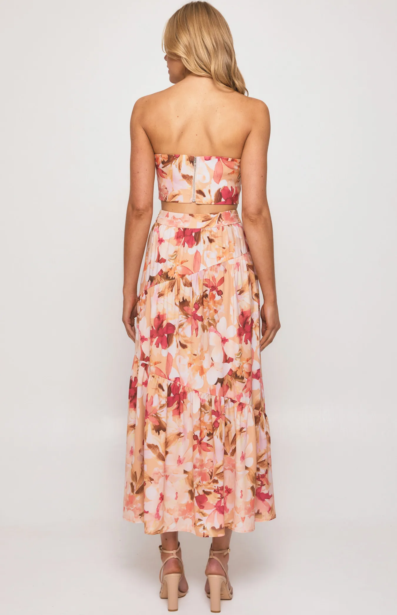 Floral Set with Strapless Bodice and Maxi Skirt (SSE425B)