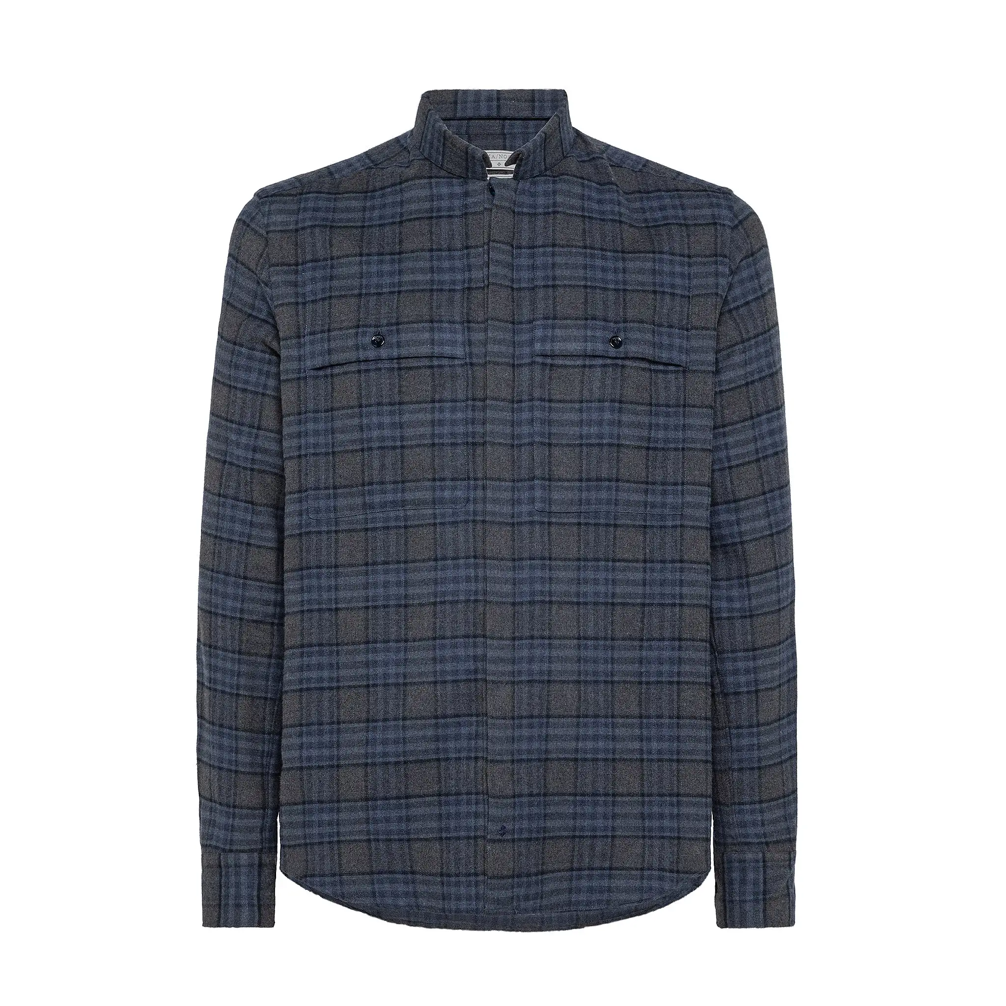 Gatien check long sleeved shirt with double pocket with button