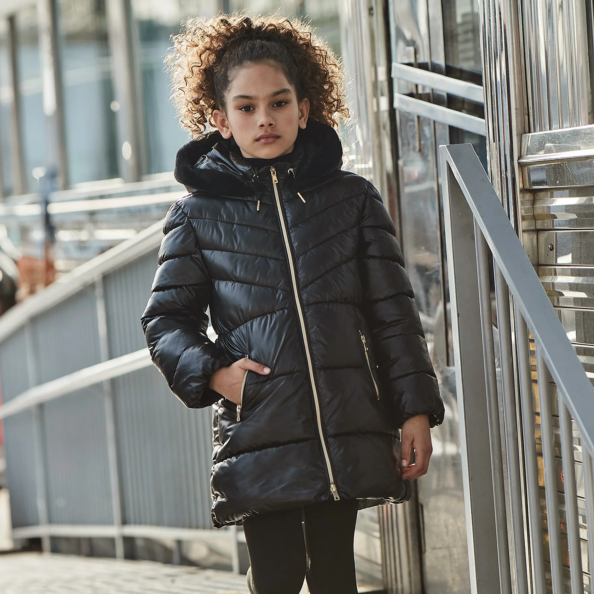 Girls Black Puffer Coat