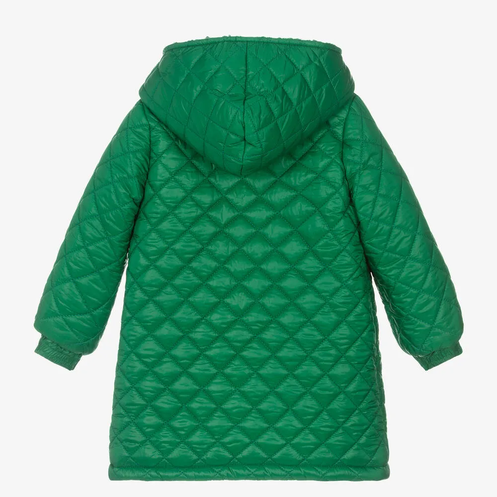 Girls Green Quilted Coat