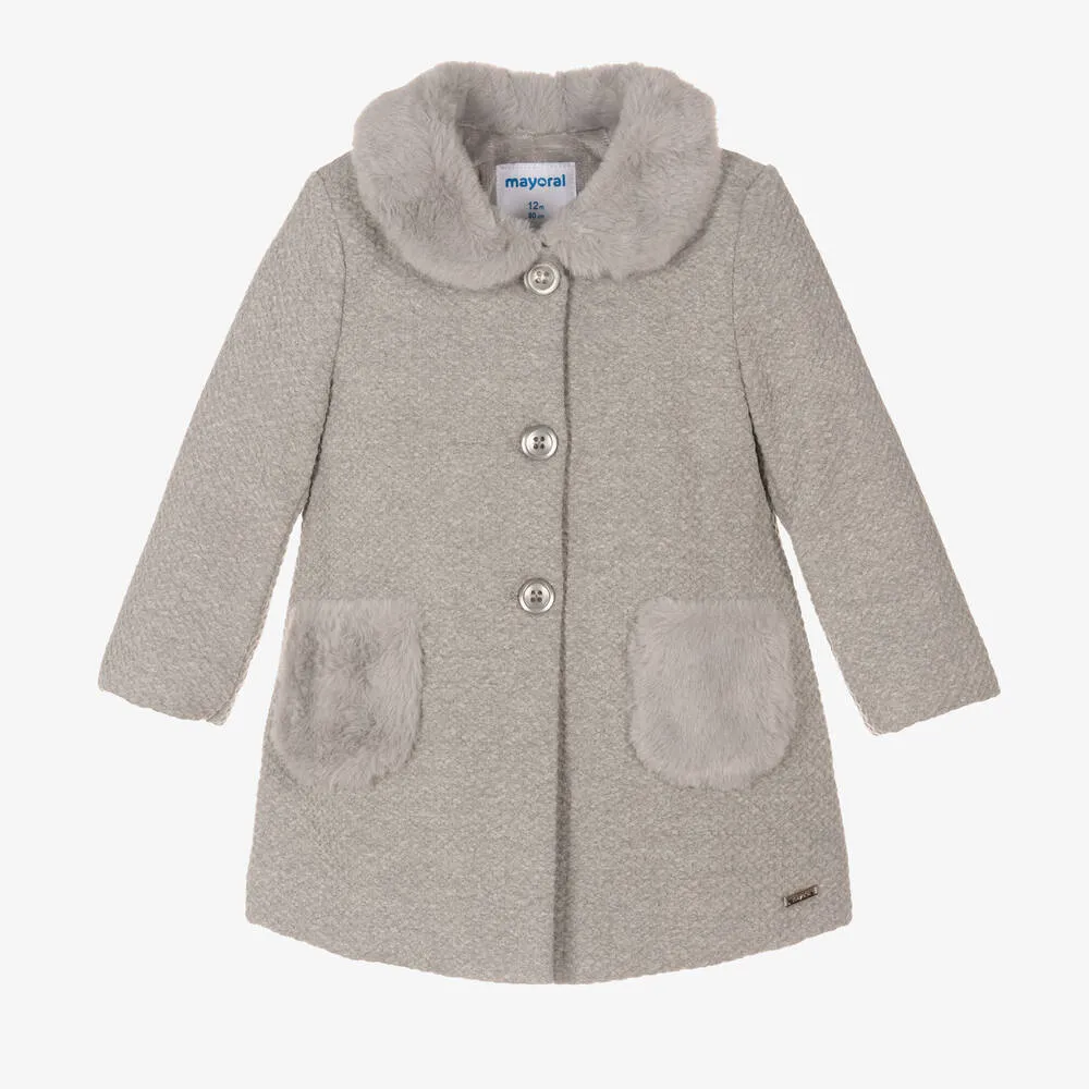 Girls Grey Waffle Coat 