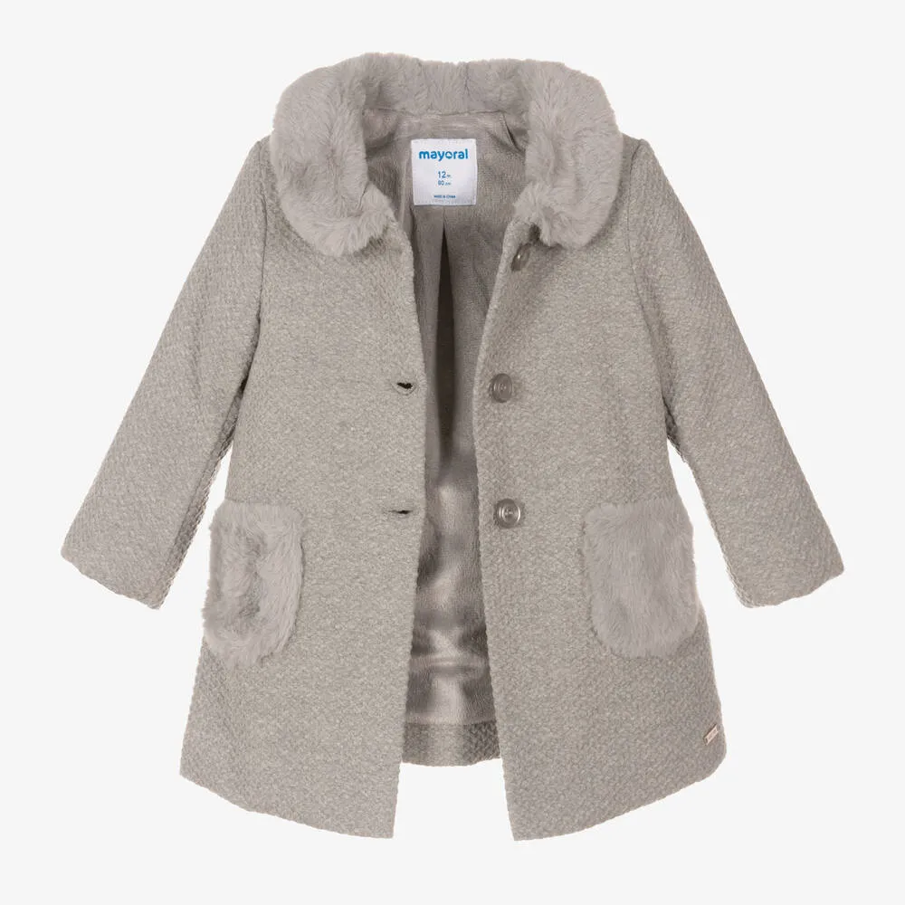 Girls Grey Waffle Coat 