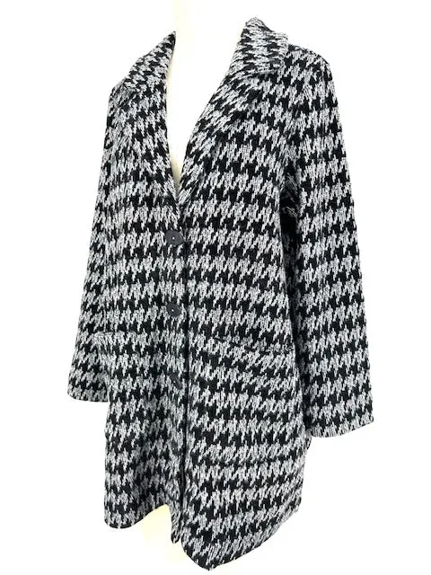 Habitat Chenille Houndstooth Car Coat/Black & White