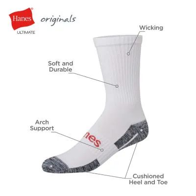 Hanes 6 Pair Crew Socks Mens