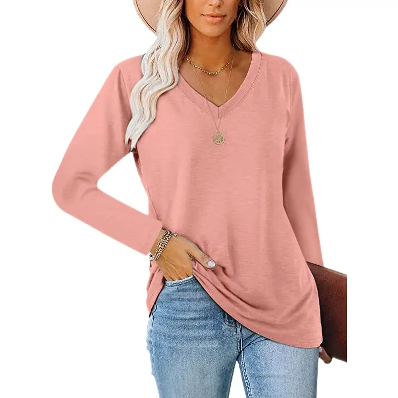 Haute Edition Casual Tunic Length V-Neck Long Sleeve Top T-Shirt