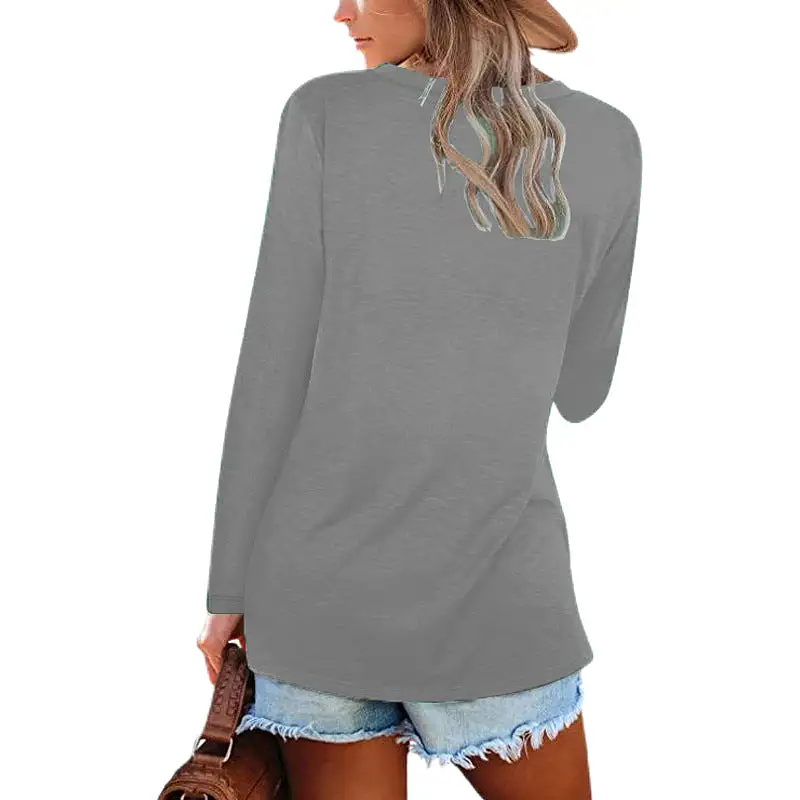 Haute Edition Casual Tunic Length V-Neck Long Sleeve Top T-Shirt