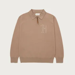 HTG Zip Henley - Lt. Brown